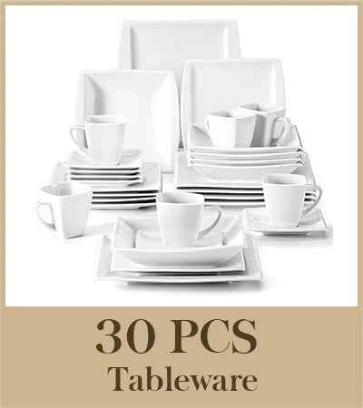 MALACASA 30/60PCS Marble Grey Porcelain Tableware Dinnerware Set with Dessert/Soup/Dinner Plate/Cup/Saucer